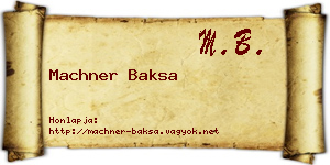 Machner Baksa névjegykártya
